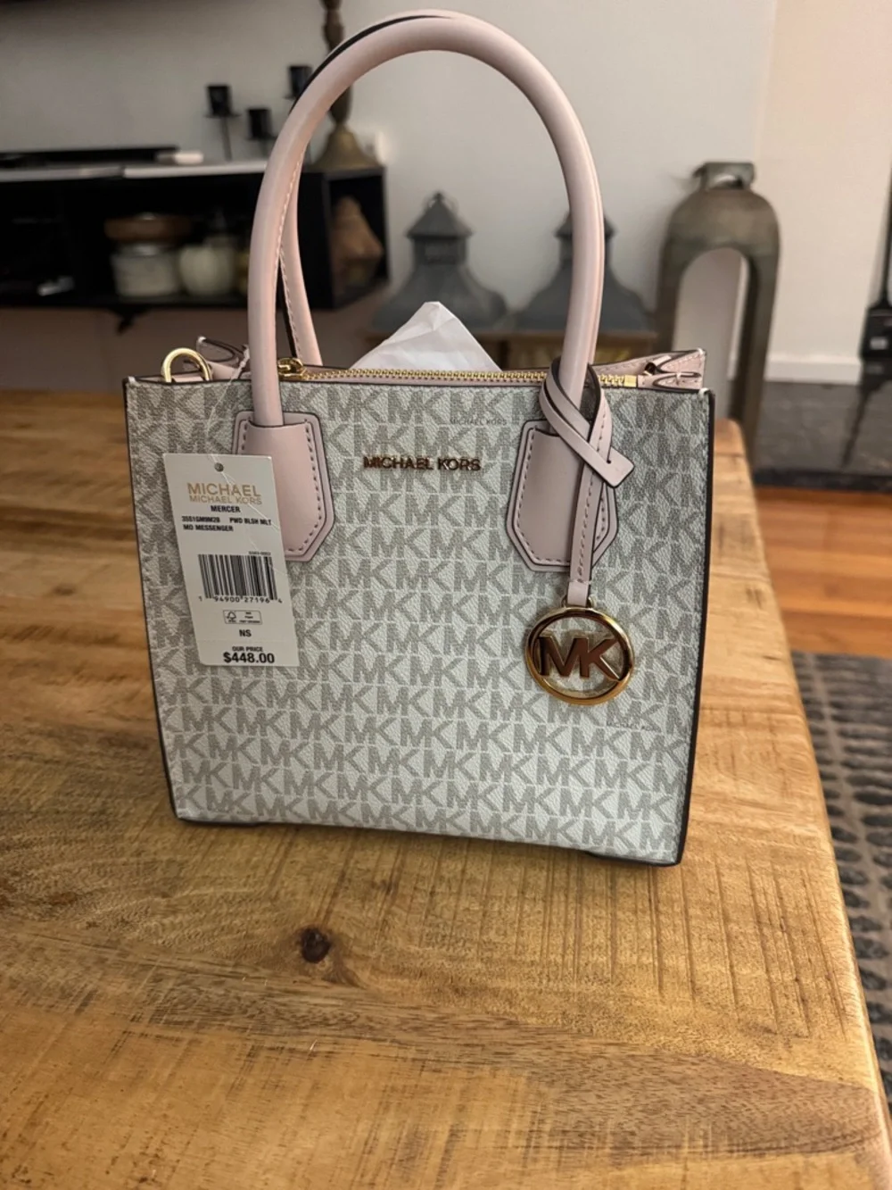 Michael Kors MEDIUM MERCER Pink powder blush MK Signature Satchel purse handbag - Picture 4 of 7